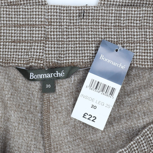 Bonmarché Women's Brown Check Cropped Trousers Size 20