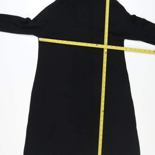 Windsmoor Women Black Wool Blend Roll Neck Jumper Dress Size S