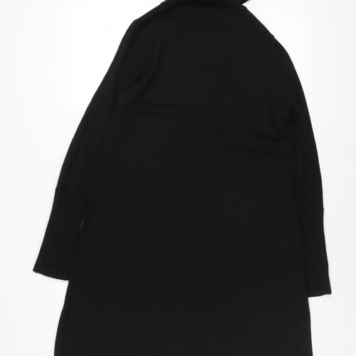 Windsmoor Women Black Wool Blend Roll Neck Jumper Dress Size S