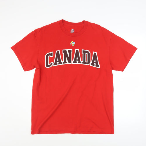 Majestic Men's Red Canada Baseball Graphic T-Shirt Size L