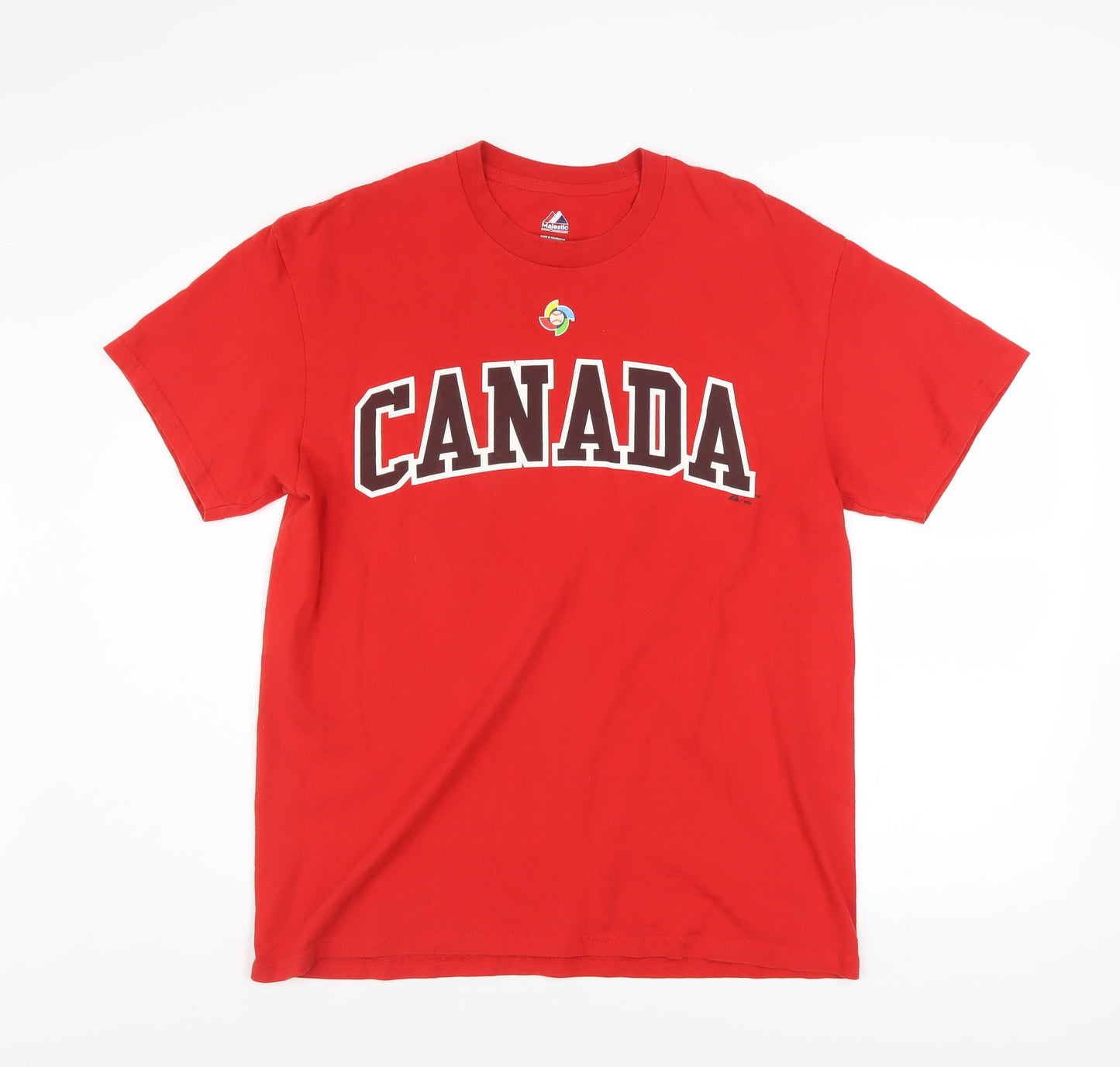 Majestic Men's Red Canada Baseball Graphic T-Shirt Size L