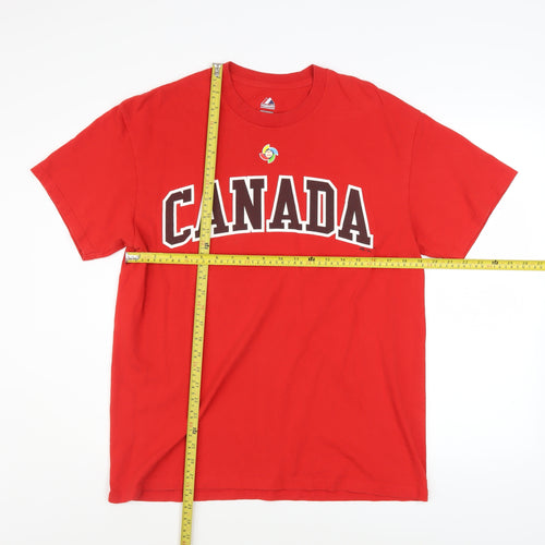 Majestic Men's Red Canada Baseball Graphic T-Shirt Size L