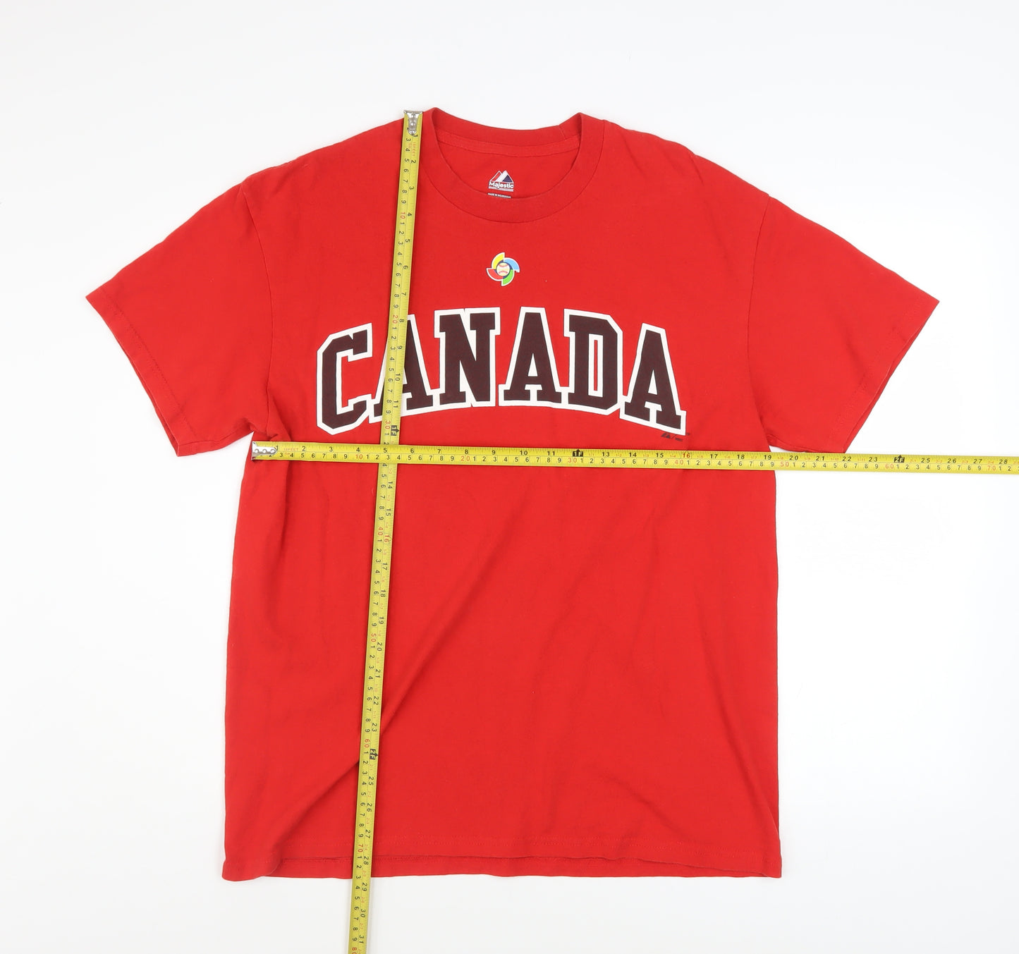 Majestic Men's Red Canada Baseball Graphic T-Shirt Size L