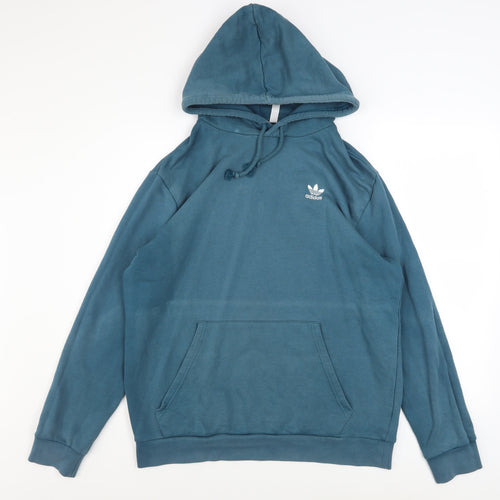 Adidas Mens Blue Pullover Hoodie L Cotton Classic Logo