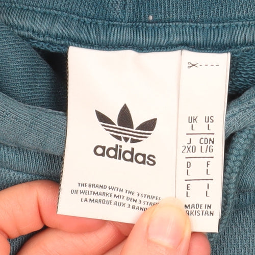 Adidas Mens Blue Pullover Hoodie L Cotton Classic Logo