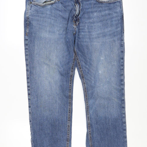 Jack & Jones Mens Blue Regular Clark Straight Jeans 34x30 Denim