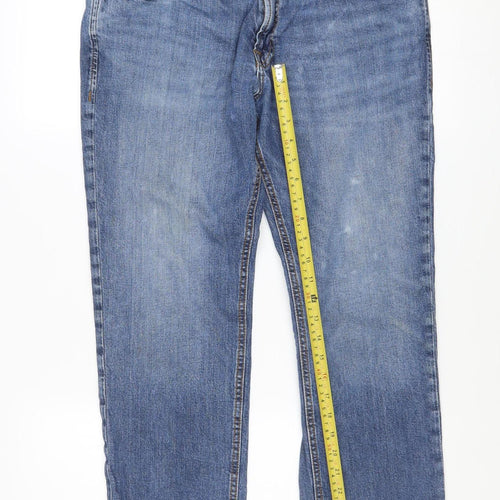 Jack & Jones Mens Blue Regular Clark Straight Jeans 34x30 Denim