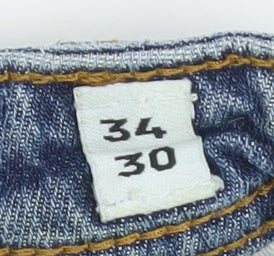 Jack & Jones Mens Blue Regular Clark Straight Jeans 34x30 Denim