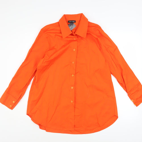 I Saw It First Women’s Orange Long Sleeve Button-Up Cotton Shirt Size 8