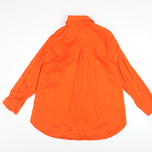 I Saw It First Women’s Orange Long Sleeve Button-Up Cotton Shirt Size 8