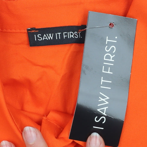 I Saw It First Women’s Orange Long Sleeve Button-Up Cotton Shirt Size 8