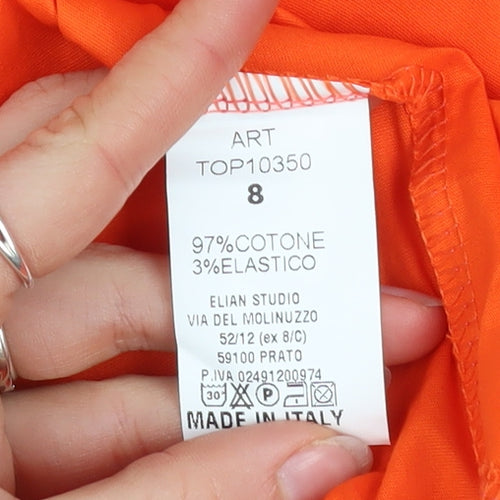 I Saw It First Women’s Orange Long Sleeve Button-Up Cotton Shirt Size 8