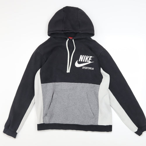 Nike Men Black Pullover Hoodie M Sportswear Fleece Regular Fit