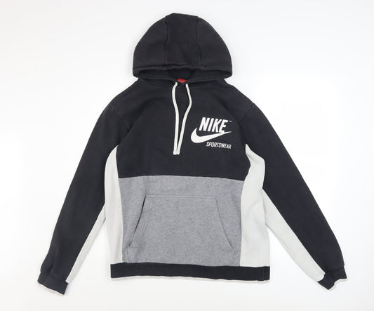 Nike Men Black Pullover Hoodie M Sportswear Fleece Regular Fit