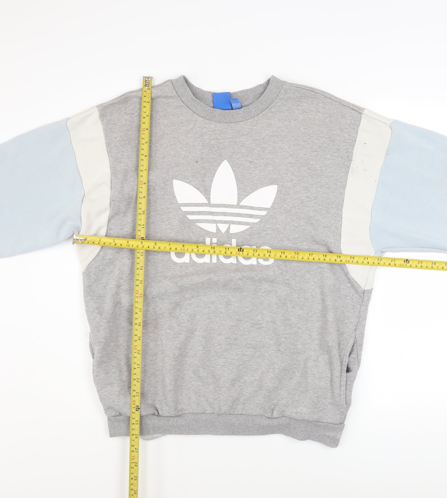 Adidas Women Grey Colourblock Crew Neck Pullover Sweatshirt UK 14