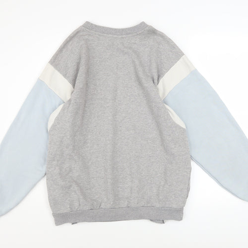Adidas Women Grey Colourblock Crew Neck Pullover Sweatshirt UK 14
