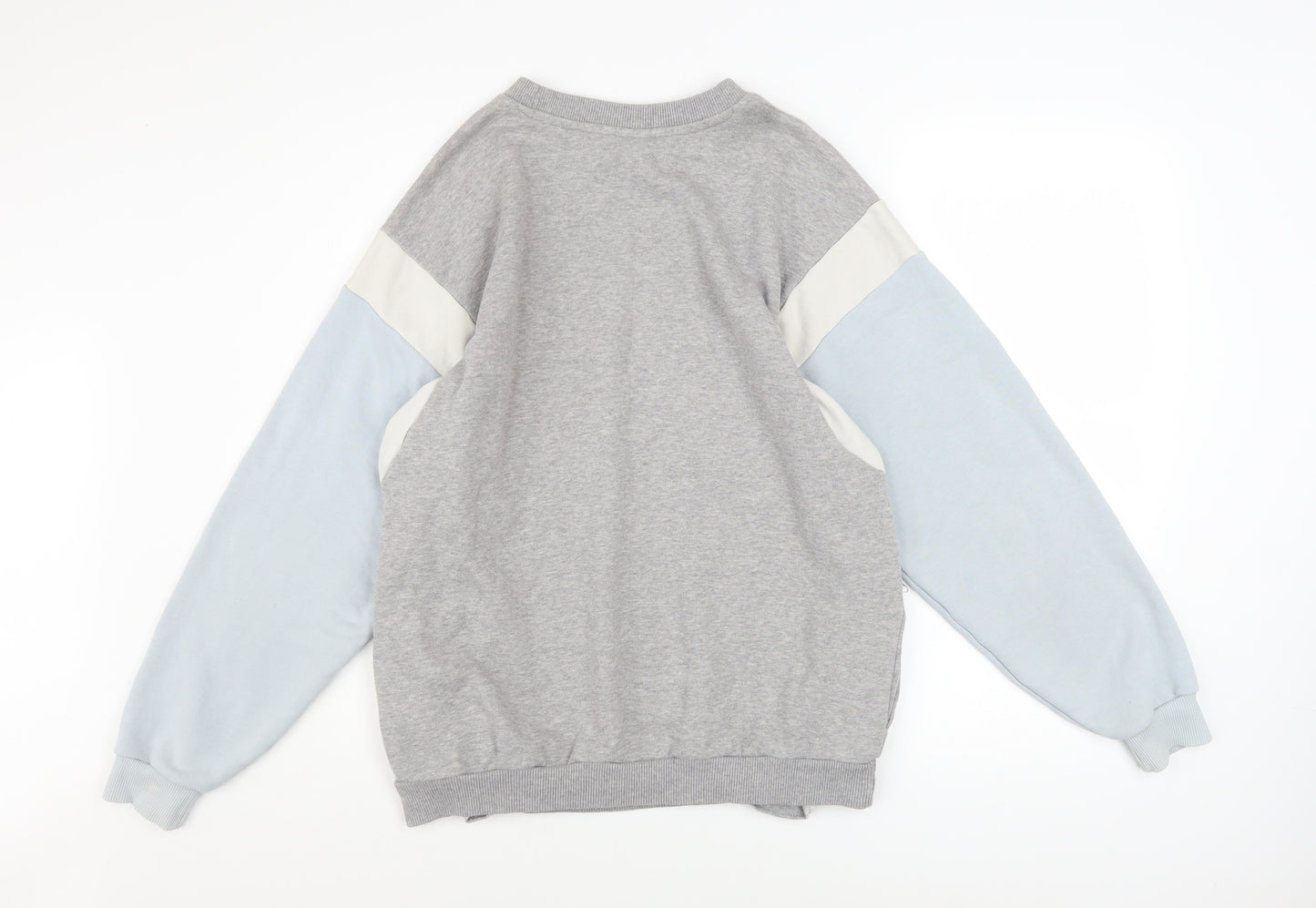 Adidas Women Grey Colourblock Crew Neck Pullover Sweatshirt UK 14