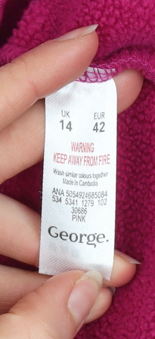 George Women’s Pink Softshell Fleece Hooded Jacket Size 14