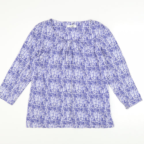Marks and Spencer Womens Blue Geometric Viscose 3/4 Sleeve Blouse Size 12