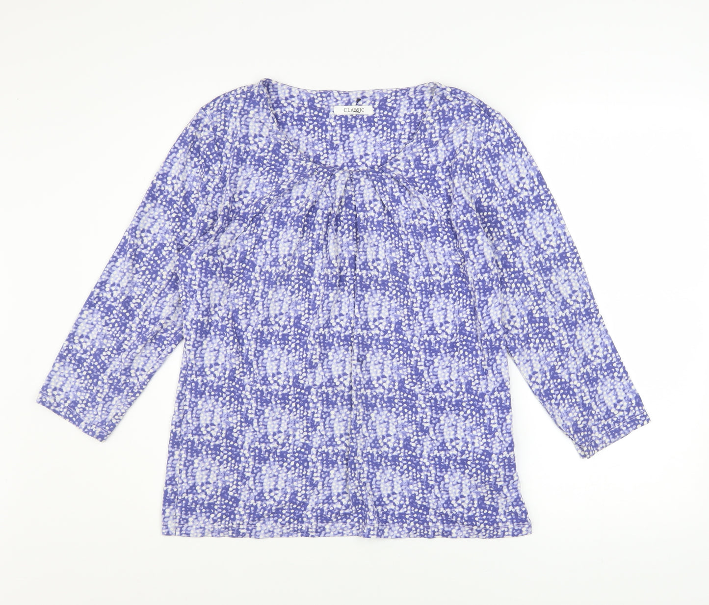 Marks and Spencer Womens Blue Geometric Viscose 3/4 Sleeve Blouse Size 12