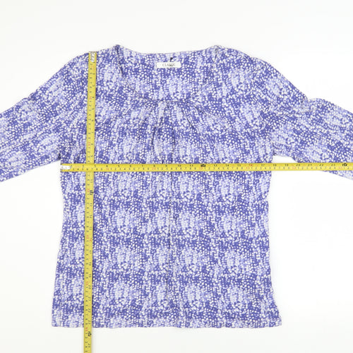 Marks and Spencer Womens Blue Geometric Viscose 3/4 Sleeve Blouse Size 12