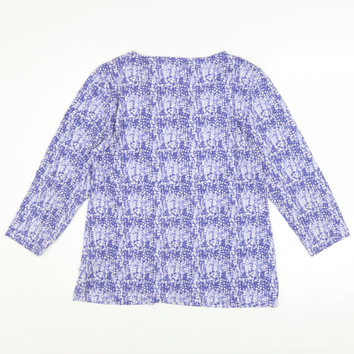Marks and Spencer Womens Blue Geometric Viscose 3/4 Sleeve Blouse Size 12