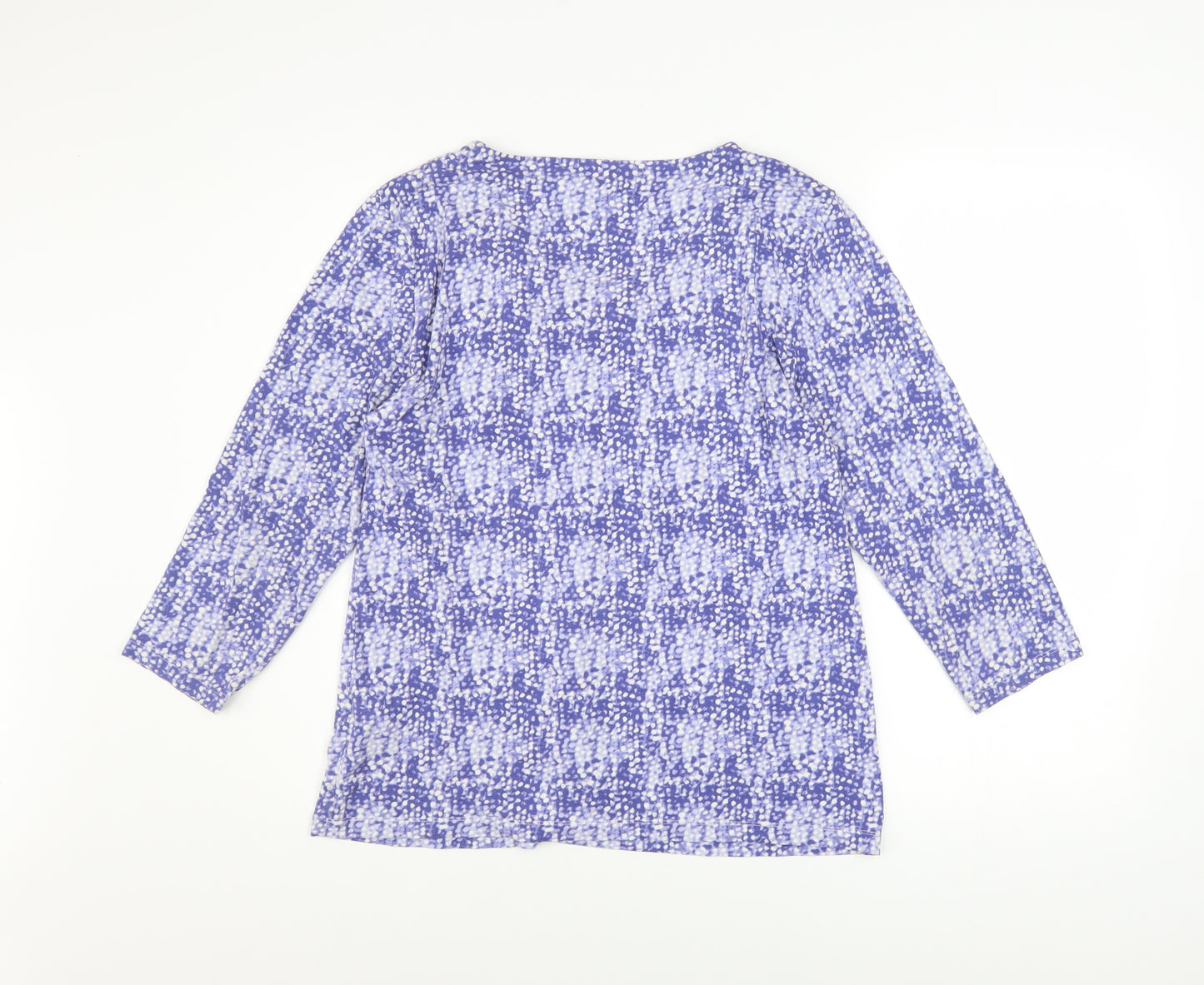 Marks and Spencer Womens Blue Geometric Viscose 3/4 Sleeve Blouse Size 12