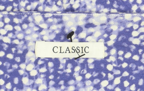 Marks and Spencer Womens Blue Geometric Viscose 3/4 Sleeve Blouse Size 12