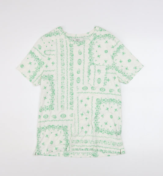 Marks and Spencer Women's White Floral Cotton T-Shirt Size 10