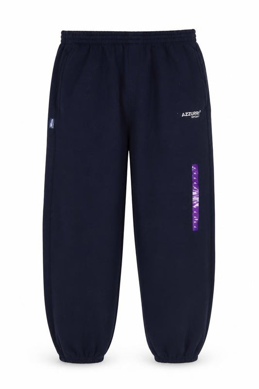 Front view of Azzurri Sport Men's Blue XL Fleece Sweatpants Activewear Trousers