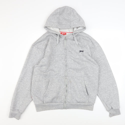 Slazenger Men's Grey L Basic Hooded Zip Jacket Fleece Lined