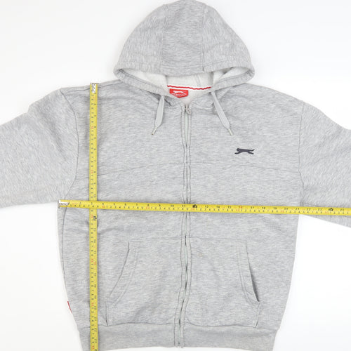 Slazenger Men's Grey L Basic Hooded Zip Jacket Fleece Lined