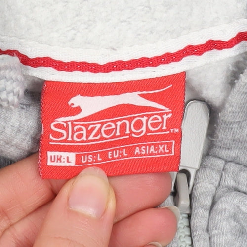 Slazenger Men's Grey L Basic Hooded Zip Jacket Fleece Lined