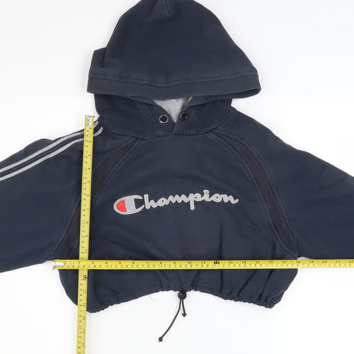 Champion Womens Navy Cropped Pullover Hoodie XL Drawstring Hem