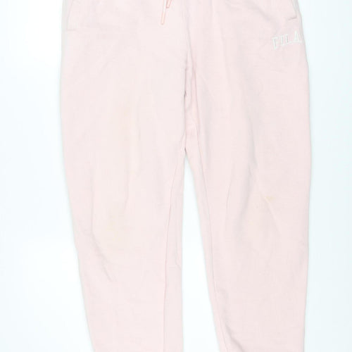 FILA Womens Pink Jogger Sweatpants Size 12 Cotton Blend Tapered Fit