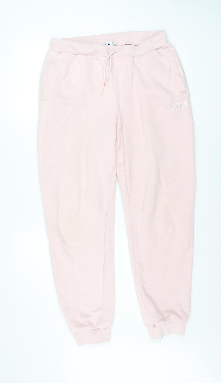 FILA Womens Pink Jogger Sweatpants Size 12 Cotton Blend Tapered Fit
