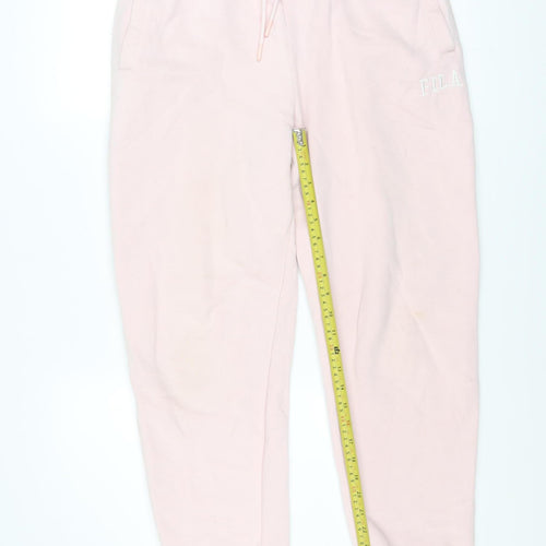 FILA Womens Pink Jogger Sweatpants Size 12 Cotton Blend Tapered Fit
