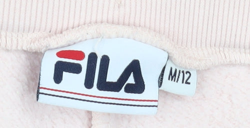 FILA Womens Pink Jogger Sweatpants Size 12 Cotton Blend Tapered Fit