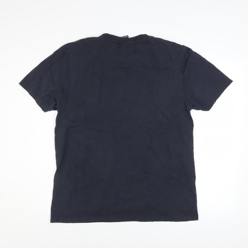 Champion Men Blue Crew Neck Short Sleeve Regular Fit T-Shirt Size L