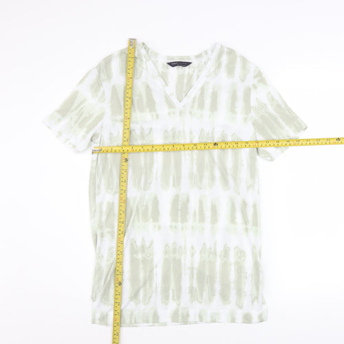 Marks and Spencer Womens Green Tie-Dye V-Neck Short Sleeve T-Shirt Size 6