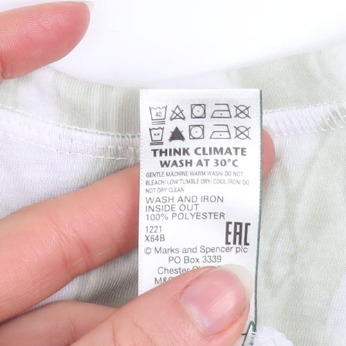 Marks and Spencer Womens Green Tie-Dye V-Neck Short Sleeve T-Shirt Size 6