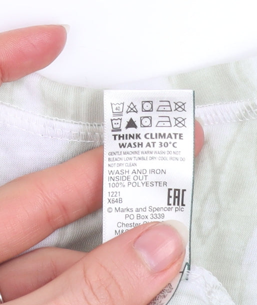 Marks and Spencer Womens Green Tie-Dye V-Neck Short Sleeve T-Shirt Size 6