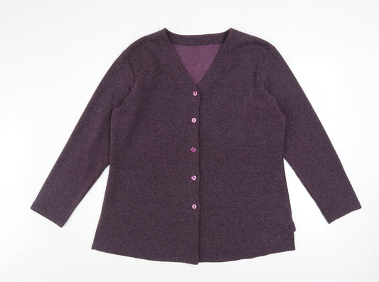 BHS Womens Purple V-Neck Button Knit Cardigan Size 18