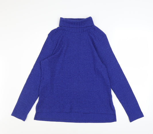 Marks and Spencer Women's Blue Roll Neck Knit Jumper Size 16