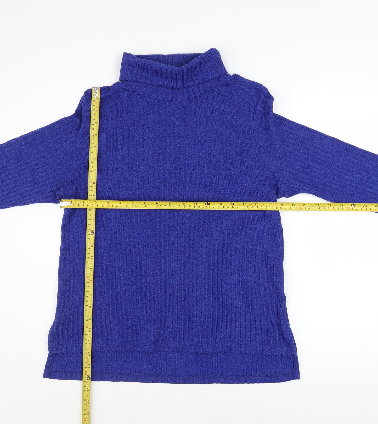 Marks and Spencer Women's Blue Roll Neck Knit Jumper Size 16