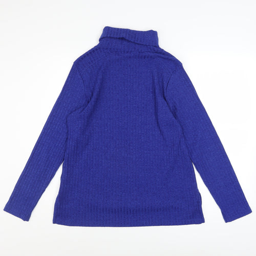 Marks and Spencer Women's Blue Roll Neck Knit Jumper Size 16