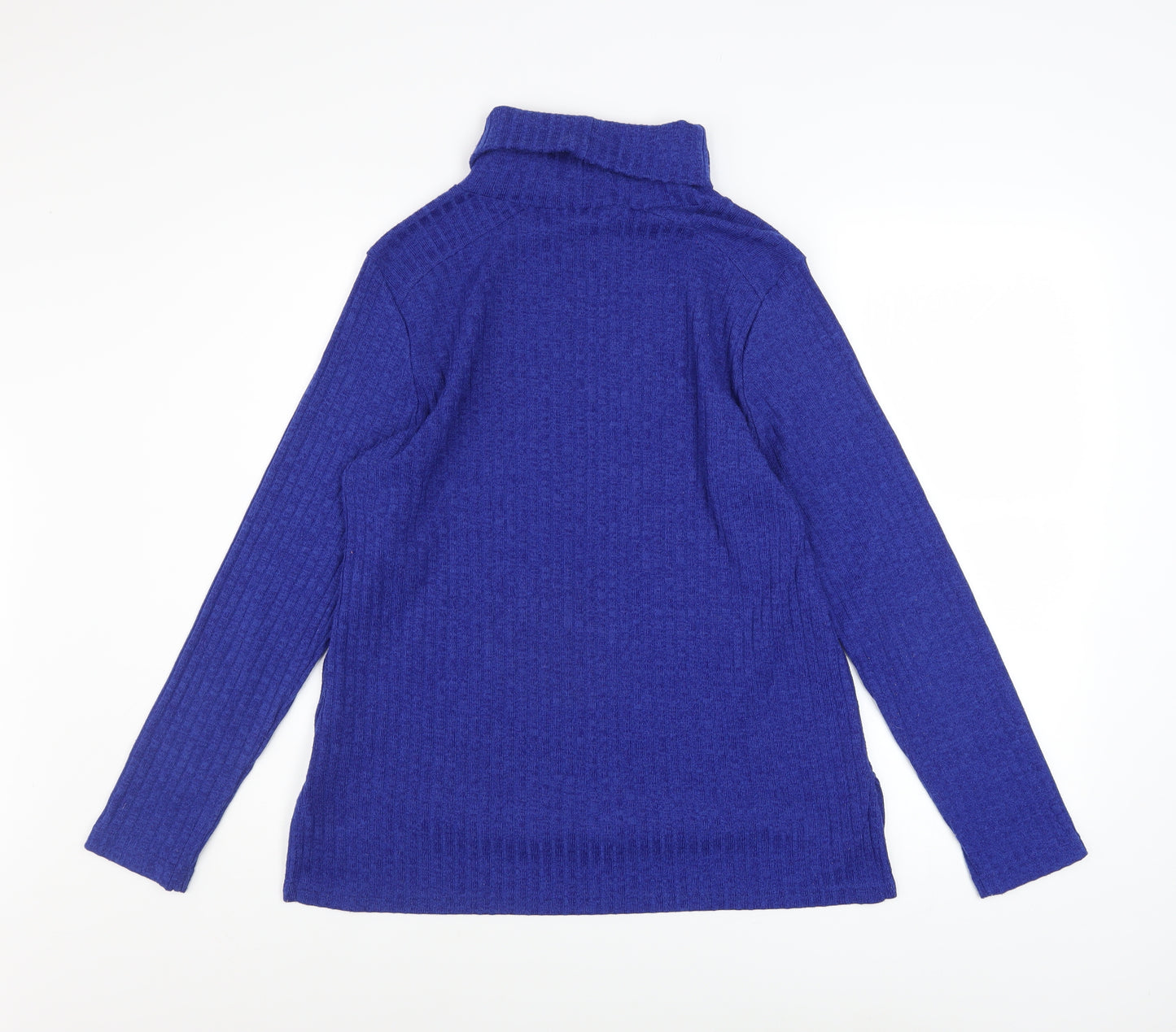 Marks and Spencer Women's Blue Roll Neck Knit Jumper Size 16