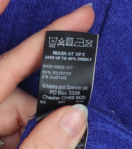 Marks and Spencer Women's Blue Roll Neck Knit Jumper Size 16