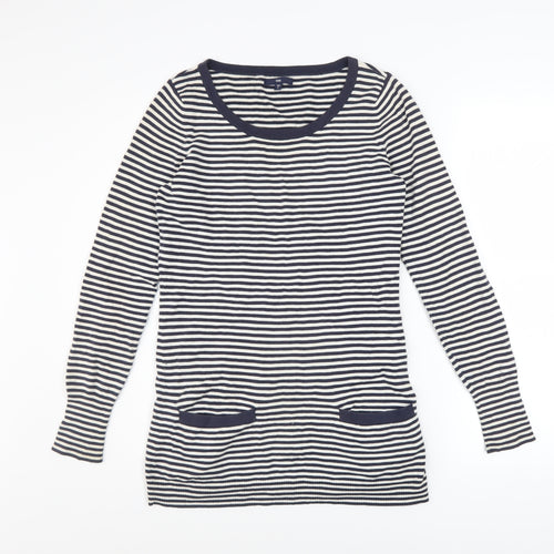 Gap Women’s Blue Striped Scoop Neck Cotton Knit Long Sleeve Jumper Size S