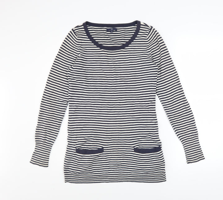 Gap Women’s Blue Striped Scoop Neck Cotton Knit Long Sleeve Jumper Size S